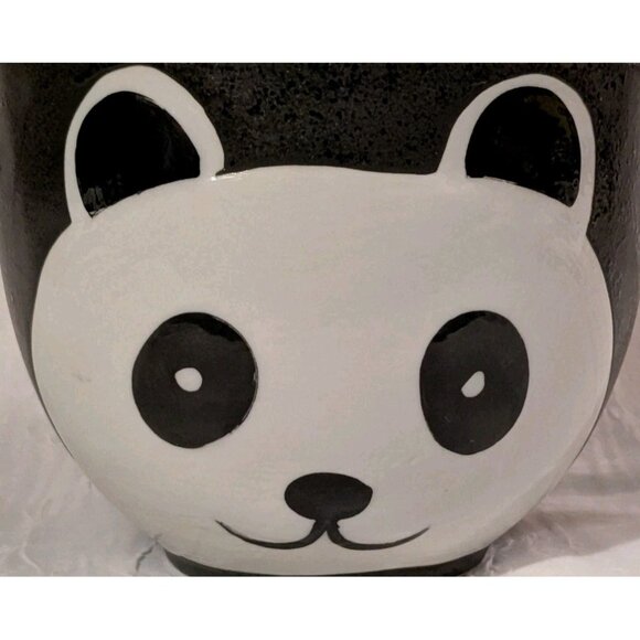 Panda Ramen Noodle Bowl Chopsticks Holder Ceramic Giant Bear Black Soup Cute Set - Picture 2 of 16